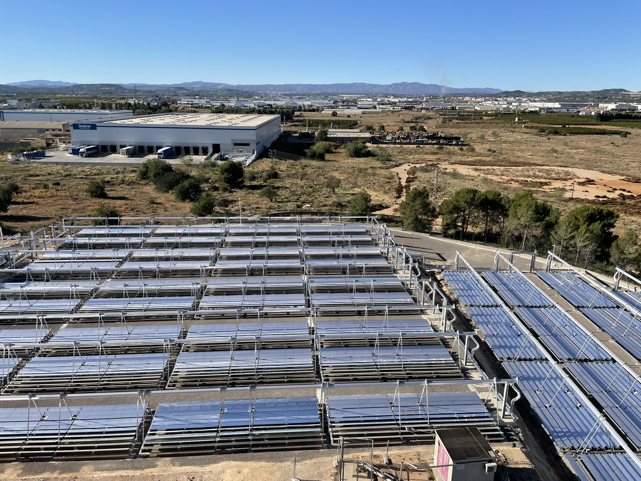 Aerial view of the solar field